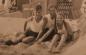Preview: drei alte Fotos Familie am Strand - Strandkörne - Hakenkreuzfahne, Wimpel - Mädel, Pimpf 1939